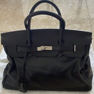 Black leather bag